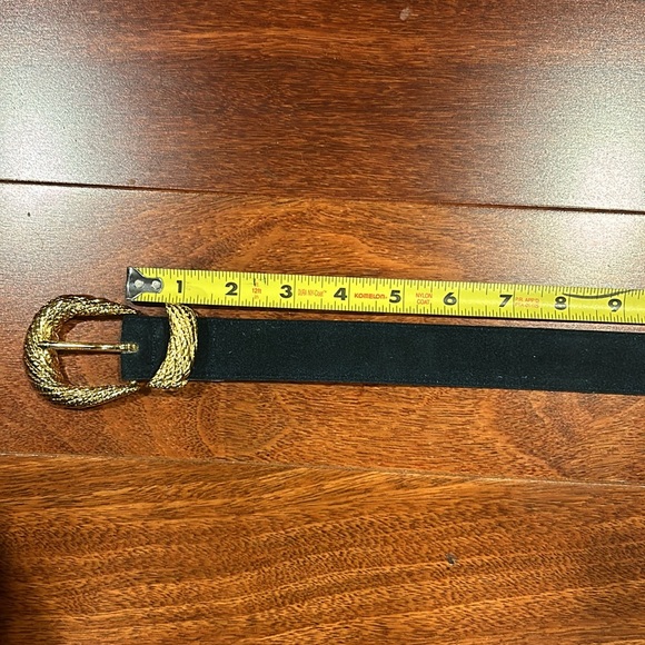Talbots black belt genuine suede on leather lining, golden buckle - Picture 9 of 10
